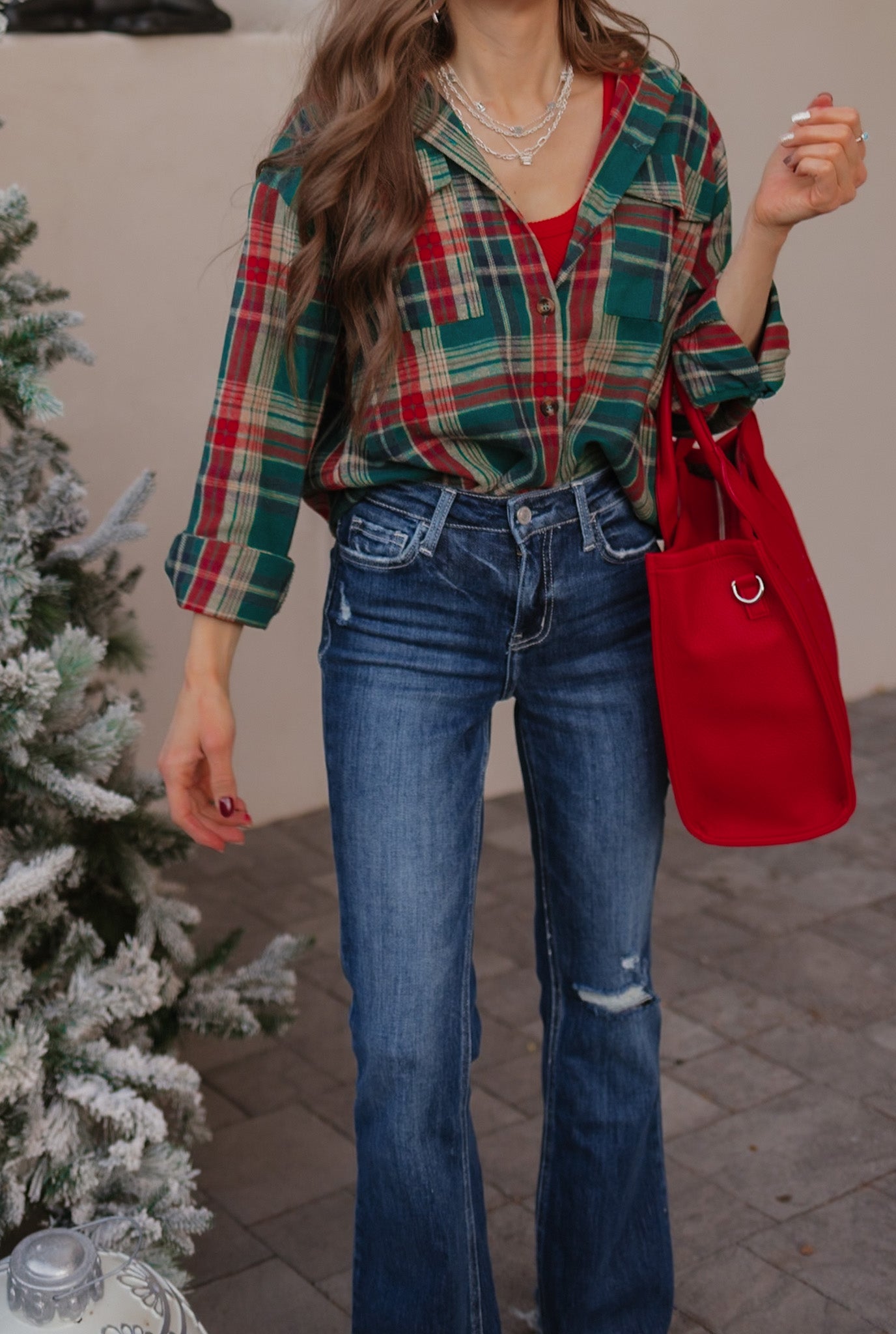 Mandy Plaid Button Up Long Sleeve Shirt-Long Sleeve Tops-Krush Kandy, Women's Online Fashion Boutique Located in Phoenix, Arizona (Scottsdale Area)