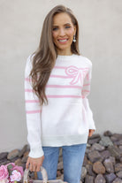 Charming Bow Stripe Sweater-Sweaters-Krush Kandy, Women's Online Fashion Boutique Located in Phoenix, Arizona (Scottsdale Area)