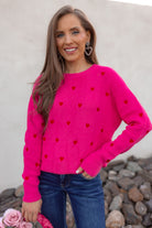 Forever Yours Heart Embroidery Sweater-Sweaters-Krush Kandy, Women's Online Fashion Boutique Located in Phoenix, Arizona (Scottsdale Area)