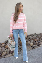 Sweetheart Stripes Chunky Knit Sweater-Sweaters-Krush Kandy, Women's Online Fashion Boutique Located in Phoenix, Arizona (Scottsdale Area)