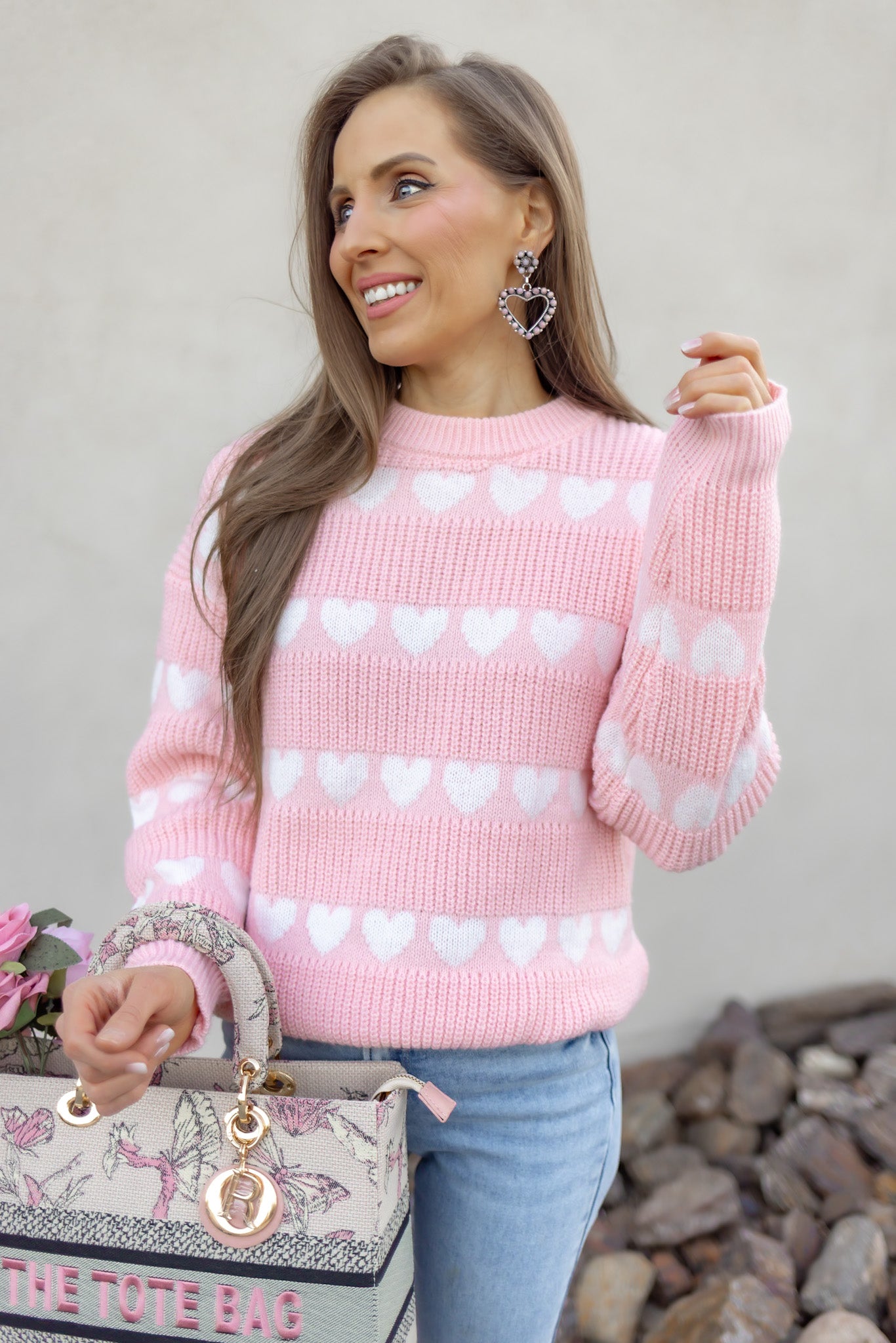 Sweetheart Stripes Chunky Knit Sweater-Sweaters-Krush Kandy, Women's Online Fashion Boutique Located in Phoenix, Arizona (Scottsdale Area)