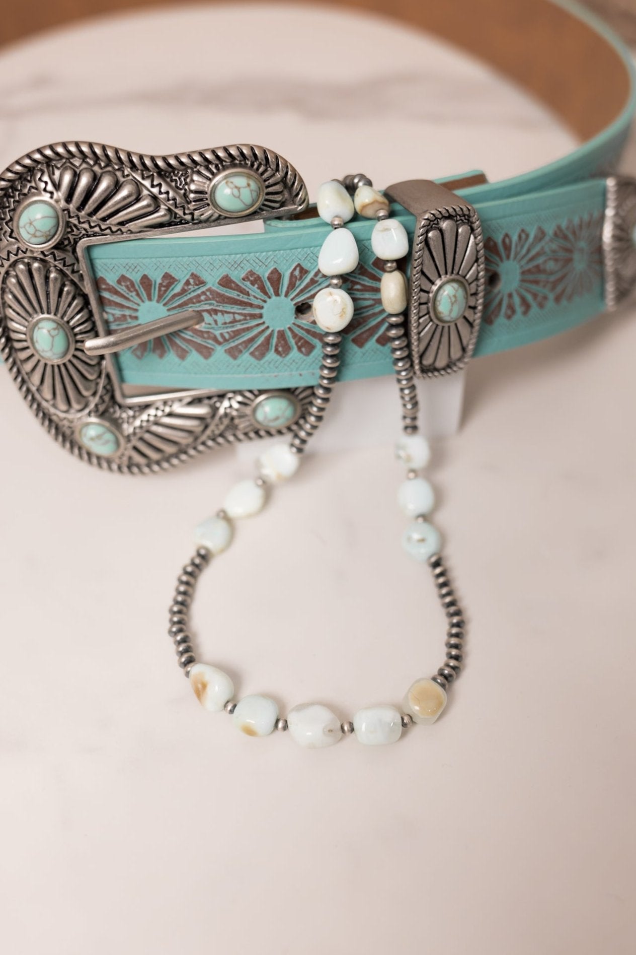 Larimar & Desert Pearl Necklace-Pearl Necklaces-Krush Kandy, Women's Online Fashion Boutique Located in Phoenix, Arizona (Scottsdale Area)