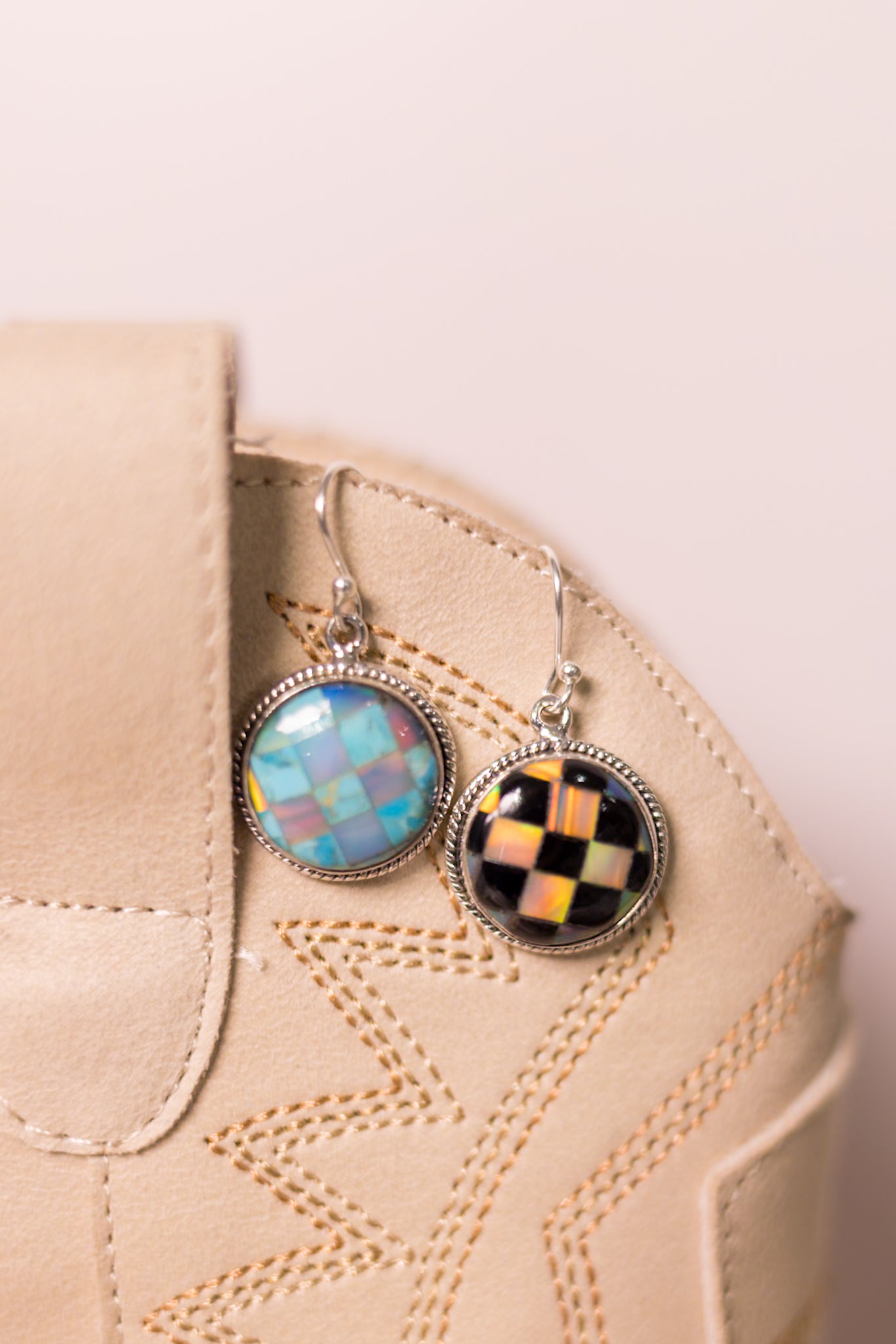 Checkered Droplet Stone Earrings-Stud Earrings-Krush Kandy, Women's Online Fashion Boutique Located in Phoenix, Arizona (Scottsdale Area)