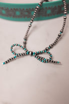 Turquoise & Multi Desert Pearl Bow Necklace-Chain Necklaces-Krush Kandy, Women's Online Fashion Boutique Located in Phoenix, Arizona (Scottsdale Area)