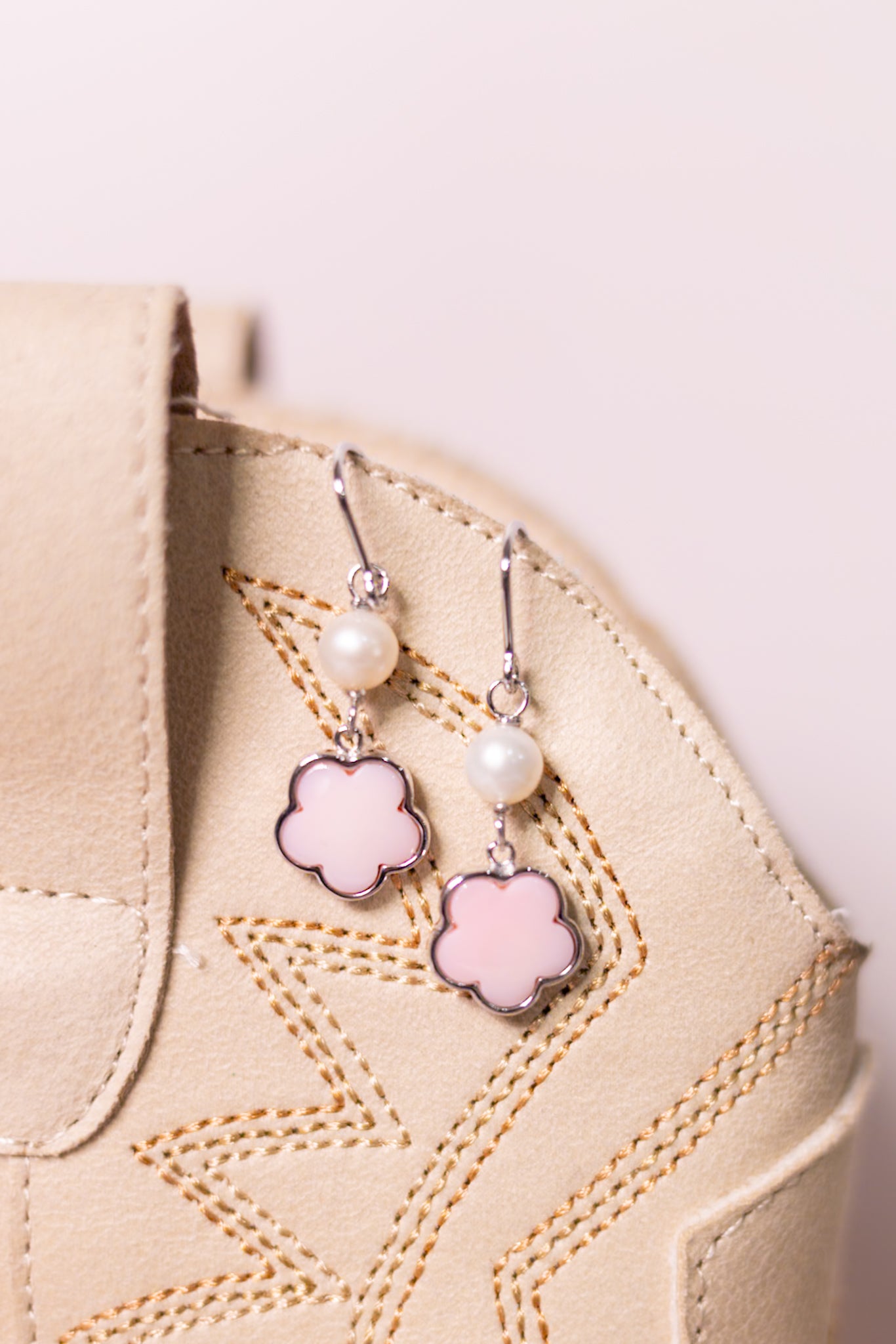 Pink Conch & Pearl Earrings-Stud Earrings-Krush Kandy, Women's Online Fashion Boutique Located in Phoenix, Arizona (Scottsdale Area)