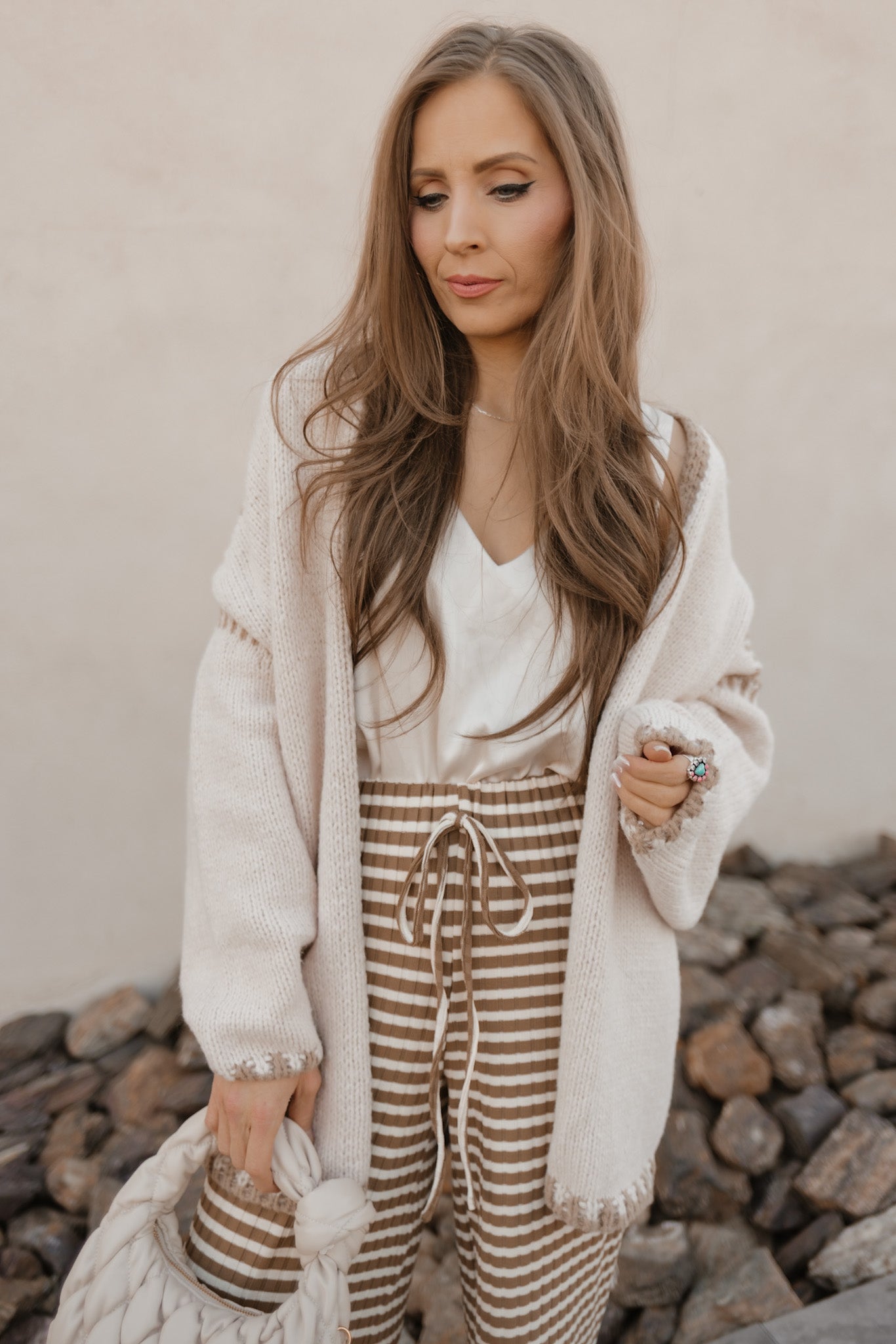 Contrast Open Front Dropped Shoulder Cardigan-Cardigans-Krush Kandy, Women's Online Fashion Boutique Located in Phoenix, Arizona (Scottsdale Area)