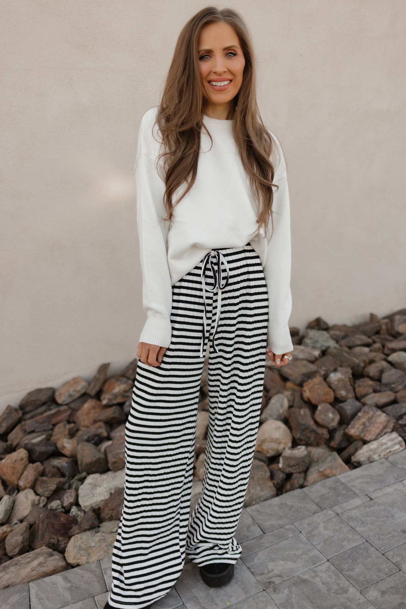 Sweetheart Striped Lounge Pants-Loungewear-Krush Kandy, Women's Online Fashion Boutique Located in Phoenix, Arizona (Scottsdale Area)