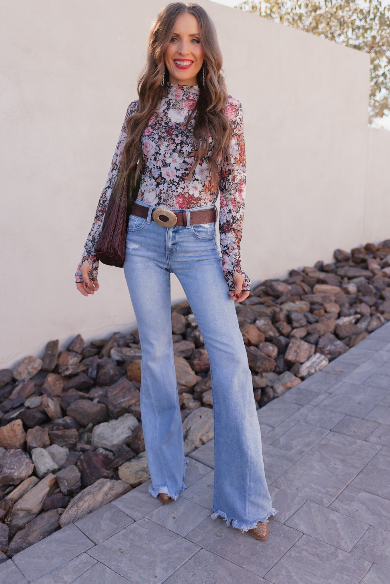 Indie Petals Floral Mesh Top-Long Sleeve Tops-Krush Kandy, Women's Online Fashion Boutique Located in Phoenix, Arizona (Scottsdale Area)