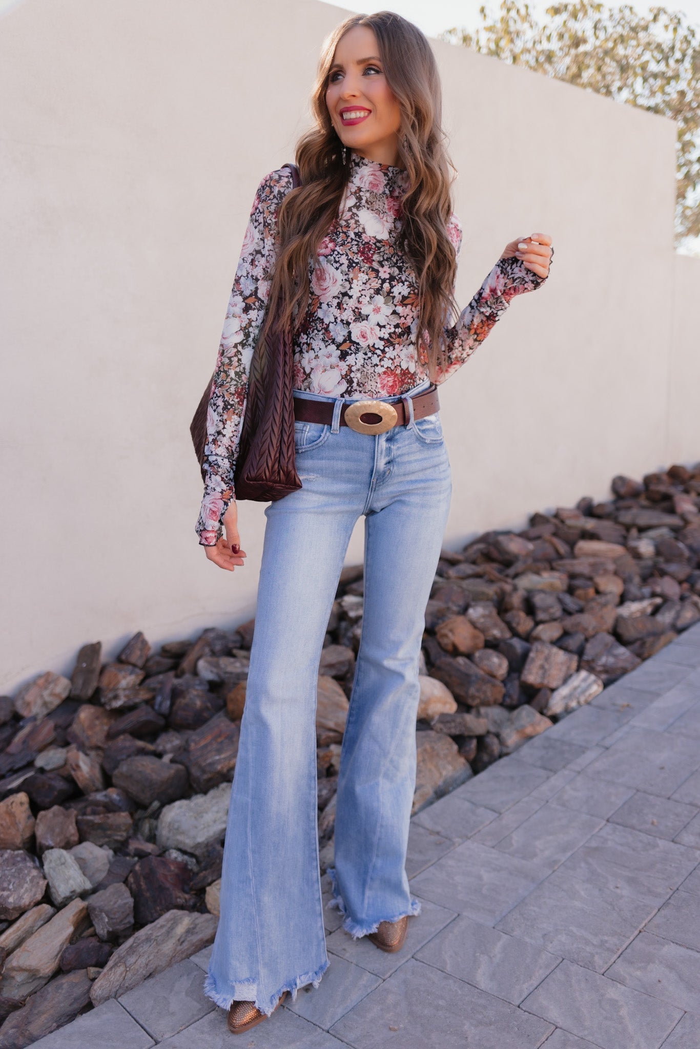 Indie Petals Floral Mesh Top-Long Sleeve Tops-Krush Kandy, Women's Online Fashion Boutique Located in Phoenix, Arizona (Scottsdale Area)