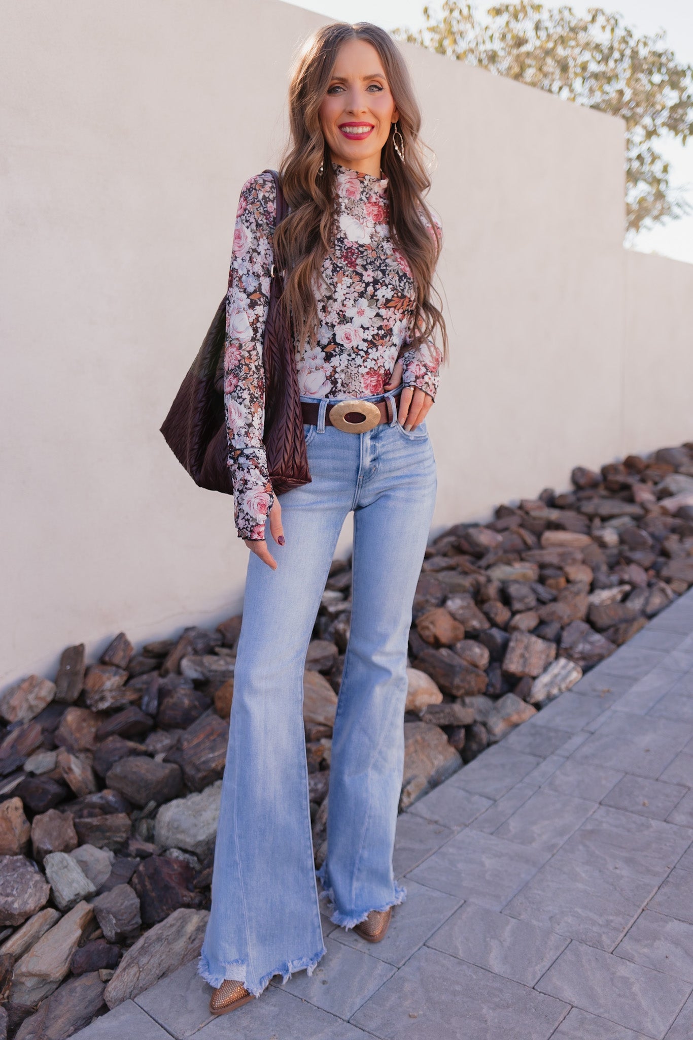 Indie Petals Floral Mesh Top-Long Sleeve Tops-Krush Kandy, Women's Online Fashion Boutique Located in Phoenix, Arizona (Scottsdale Area)