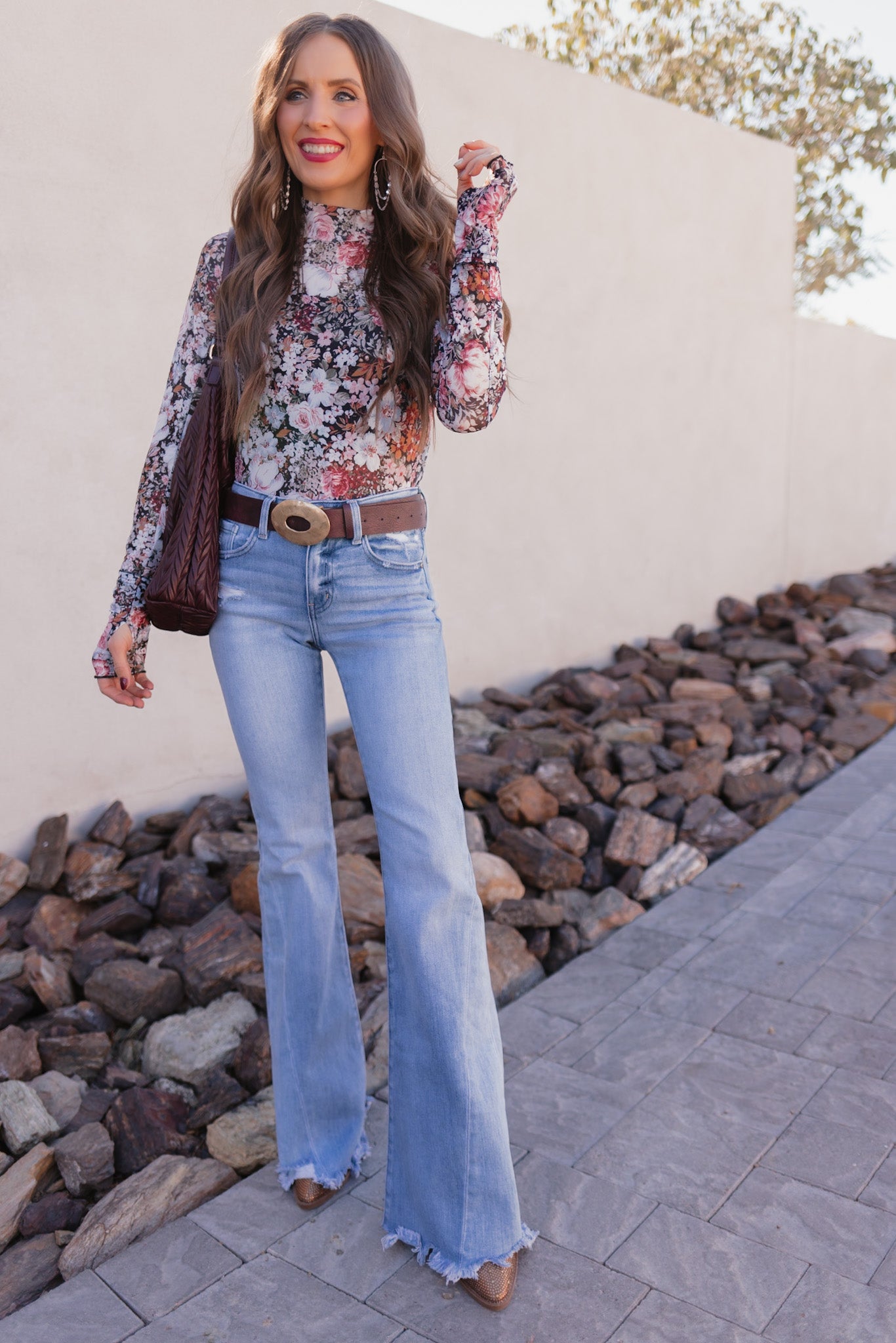 Indie Petals Floral Mesh Top-Long Sleeve Tops-Krush Kandy, Women's Online Fashion Boutique Located in Phoenix, Arizona (Scottsdale Area)