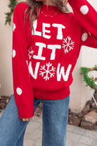 Red “Let It Snow” Holiday Sweater-Sweaters-Krush Kandy, Women's Online Fashion Boutique Located in Phoenix, Arizona (Scottsdale Area)