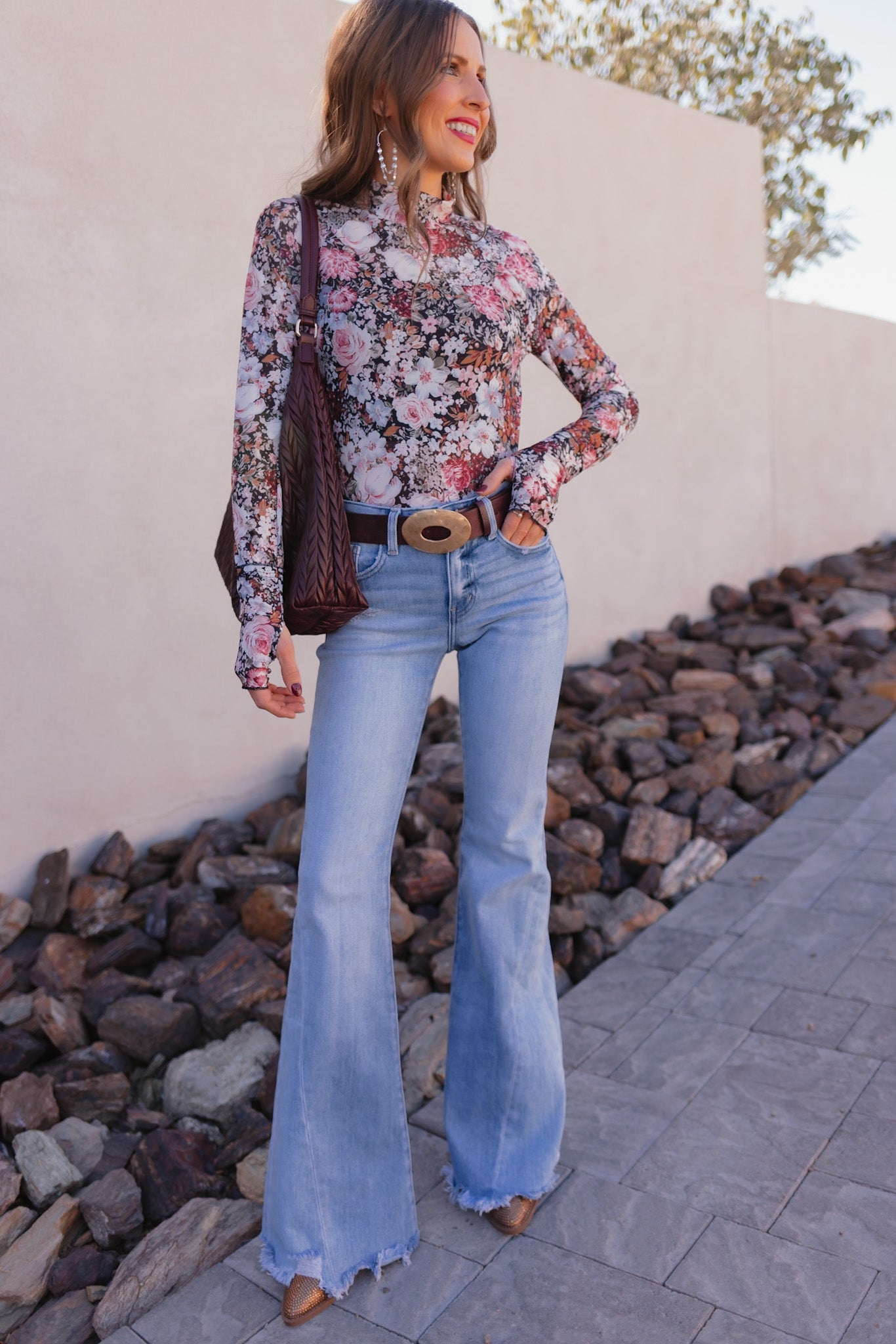 Indie Petals Floral Mesh Top-Long Sleeve Tops-Krush Kandy, Women's Online Fashion Boutique Located in Phoenix, Arizona (Scottsdale Area)