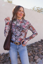 Indie Petals Floral Mesh Top-Long Sleeve Tops-Krush Kandy, Women's Online Fashion Boutique Located in Phoenix, Arizona (Scottsdale Area)