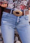 Rustic Revival Oval Buckle Belt-Belts-Krush Kandy, Women's Online Fashion Boutique Located in Phoenix, Arizona (Scottsdale Area)