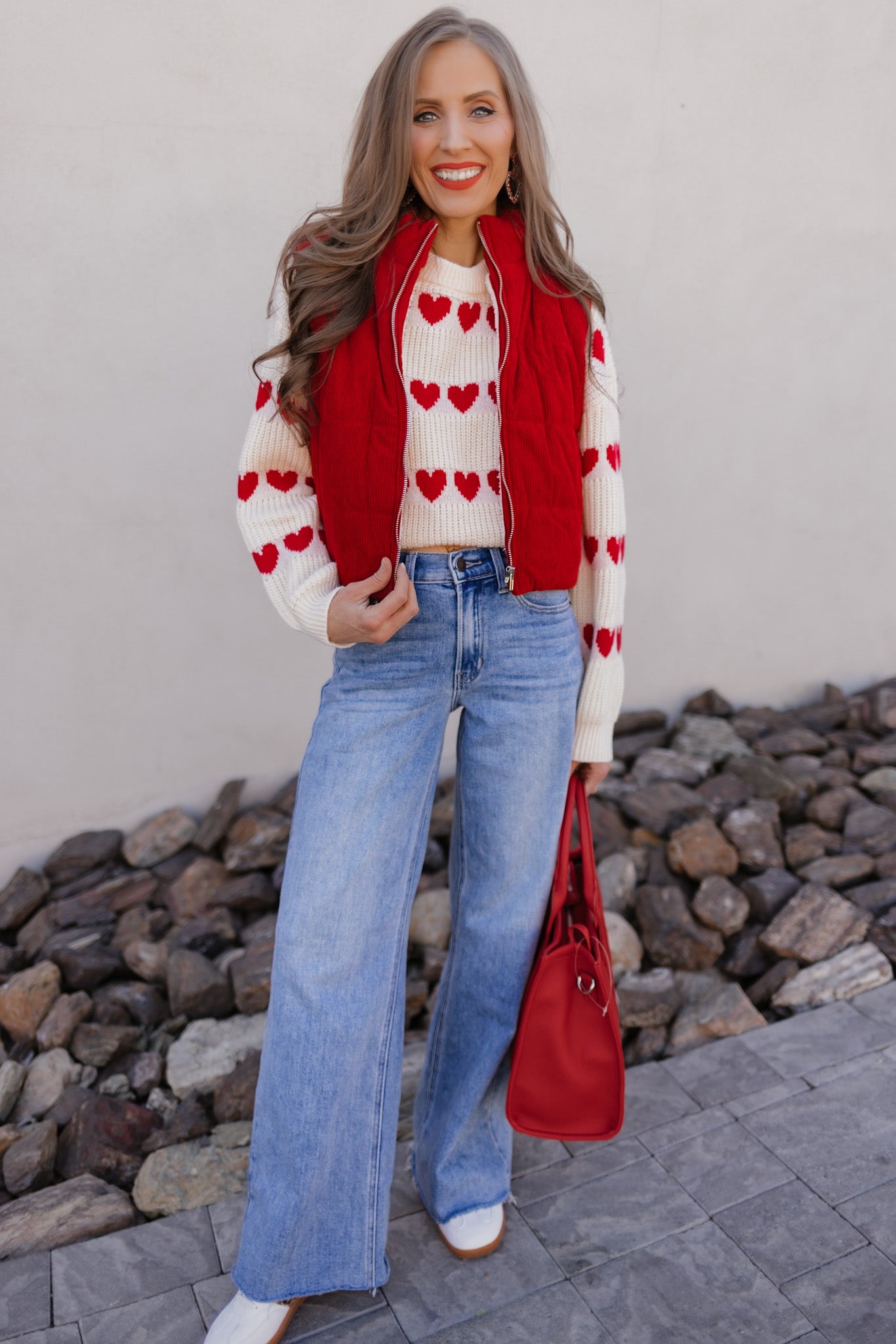 Sweetheart Stripes Chunky Knit Sweater-Sweaters-Krush Kandy, Women's Online Fashion Boutique Located in Phoenix, Arizona (Scottsdale Area)