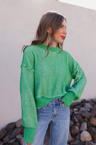 Two-Toned Striped Casual Sweater Top-Long Sleeve Tops-Krush Kandy, Women's Online Fashion Boutique Located in Phoenix, Arizona (Scottsdale Area)