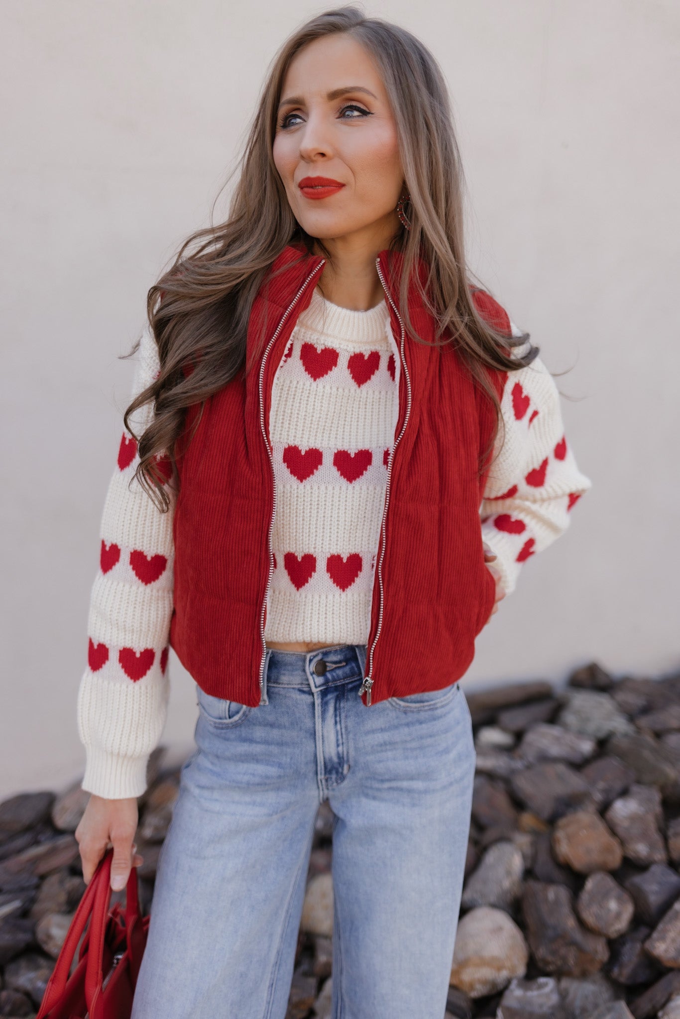 Sweetheart Stripes Chunky Knit Sweater-Sweaters-Krush Kandy, Women's Online Fashion Boutique Located in Phoenix, Arizona (Scottsdale Area)