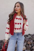 Sweetheart Stripes Chunky Knit Sweater-Sweaters-Krush Kandy, Women's Online Fashion Boutique Located in Phoenix, Arizona (Scottsdale Area)