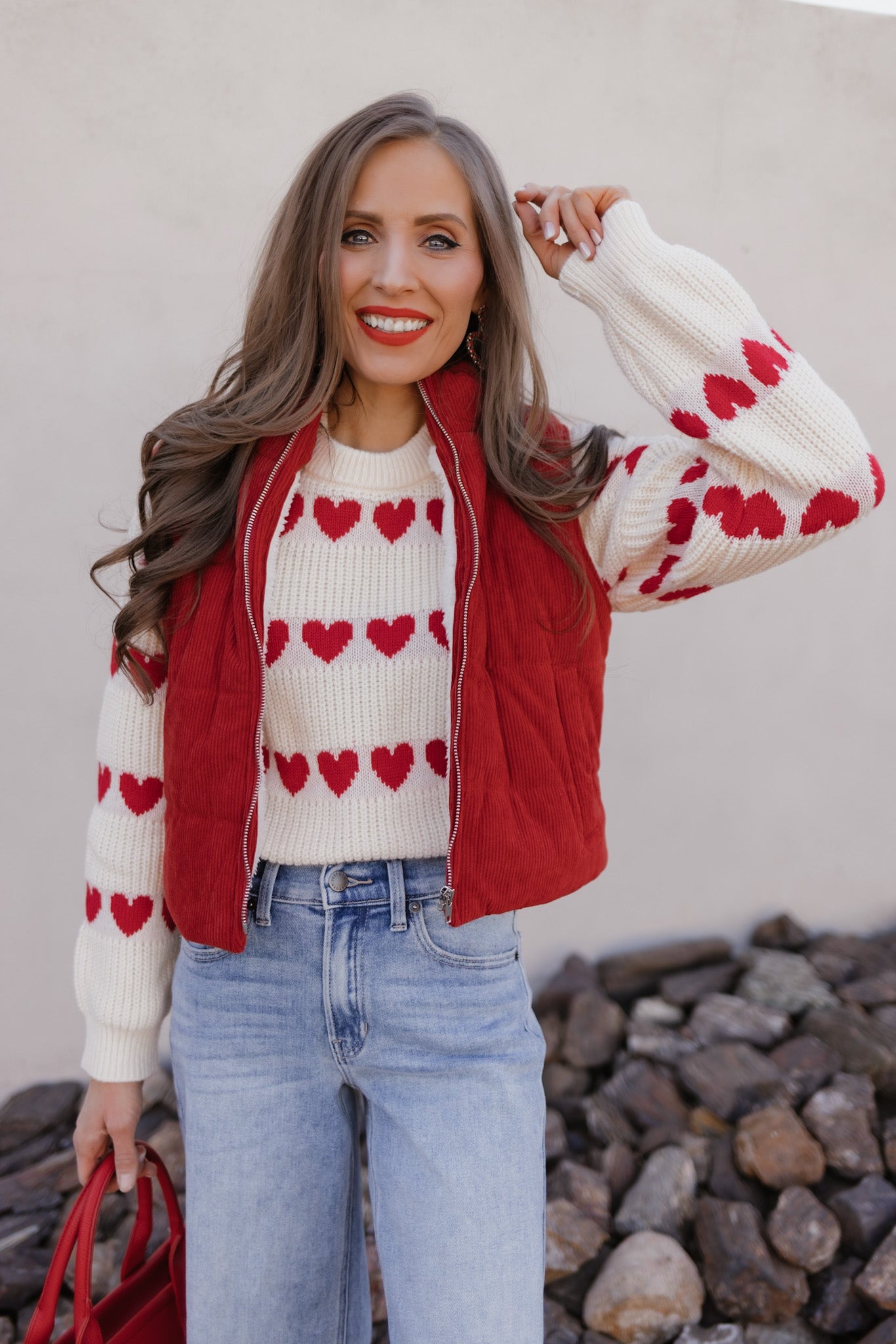 Sweetheart Stripes Chunky Knit Sweater-Sweaters-Krush Kandy, Women's Online Fashion Boutique Located in Phoenix, Arizona (Scottsdale Area)