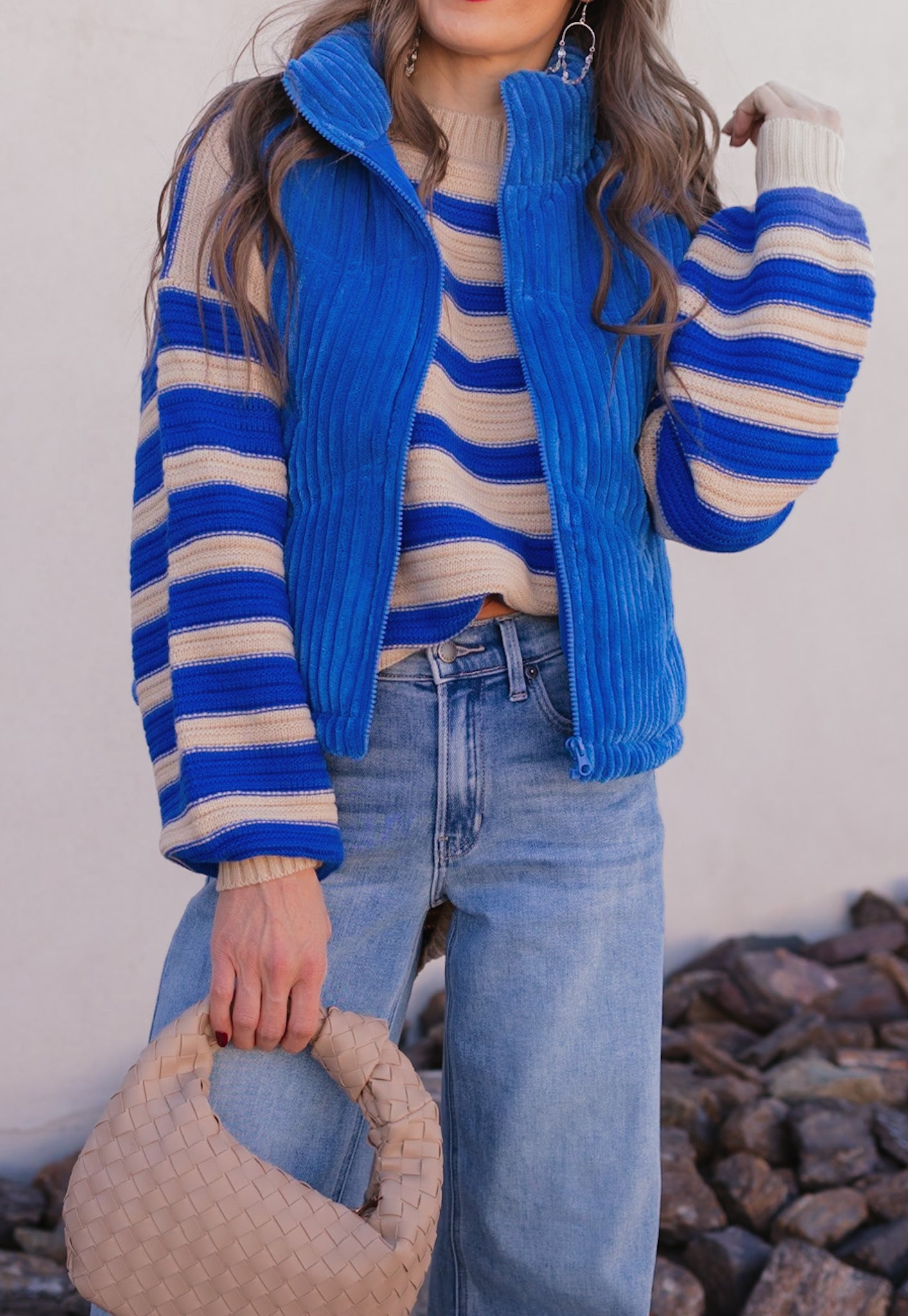 Striped Dropped Shoulder Sweater-Sweaters-Krush Kandy, Women's Online Fashion Boutique Located in Phoenix, Arizona (Scottsdale Area)