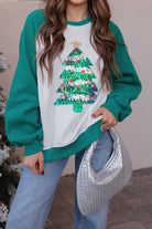 Starlit Spruce Sequin Pullover Top-Sweatshirts-Krush Kandy, Women's Online Fashion Boutique Located in Phoenix, Arizona (Scottsdale Area)