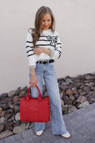 Coquette Charm Bow Stripe Sweater-Sweaters-Krush Kandy, Women's Online Fashion Boutique Located in Phoenix, Arizona (Scottsdale Area)