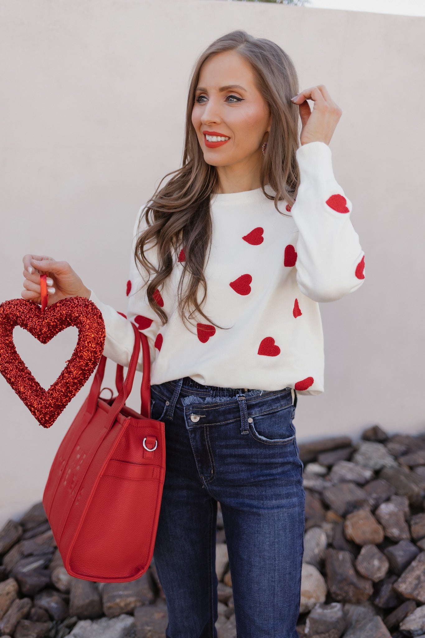 Sweet Sentiments Heart Knit Sweater-Sweaters-Krush Kandy, Women's Online Fashion Boutique Located in Phoenix, Arizona (Scottsdale Area)