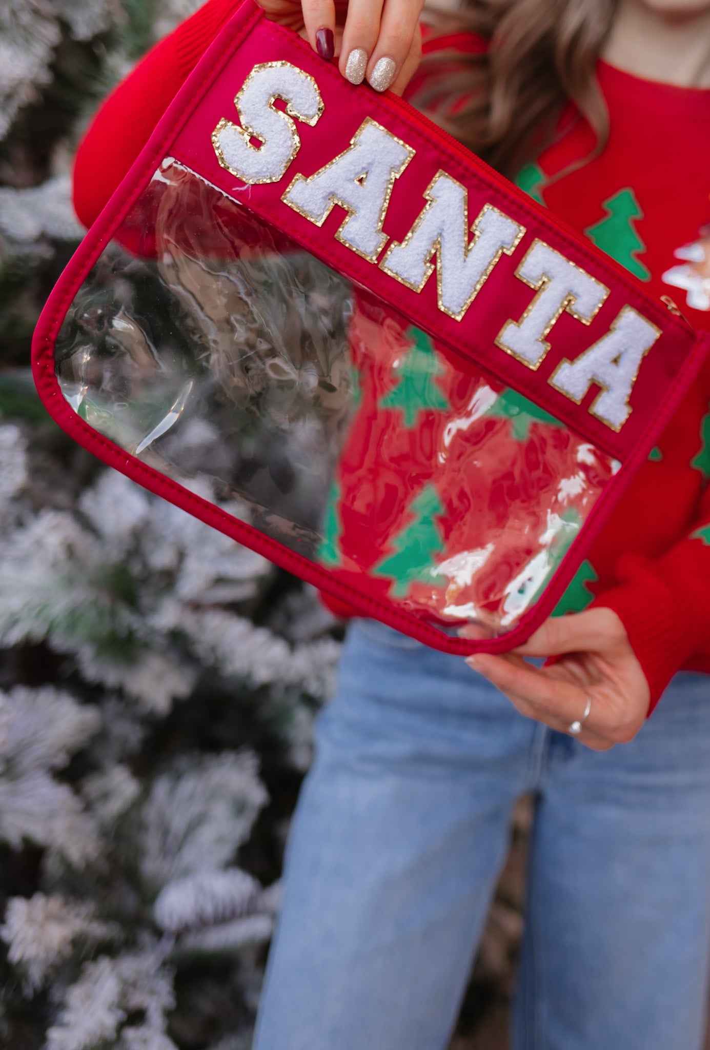 Clear Christmas Makeup Bag-Purses & Bags-Krush Kandy, Women's Online Fashion Boutique Located in Phoenix, Arizona (Scottsdale Area)