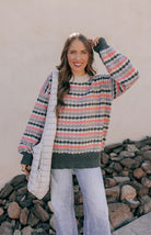 Striped Dot Multicolor Knit Sweater-Sweater-Krush Kandy, Women's Online Fashion Boutique Located in Phoenix, Arizona (Scottsdale Area)