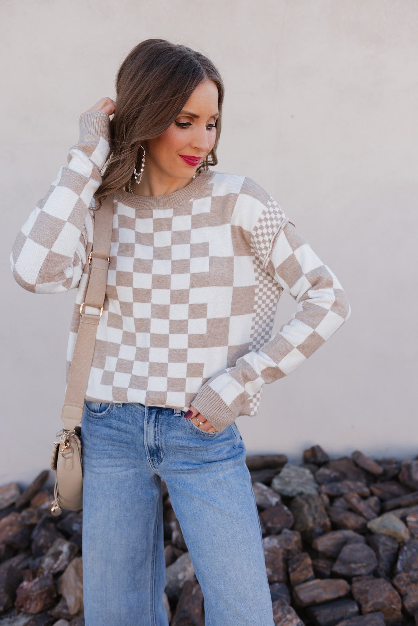 Check Me Out Checked Sweater-Sweaters-Krush Kandy, Women's Online Fashion Boutique Located in Phoenix, Arizona (Scottsdale Area)