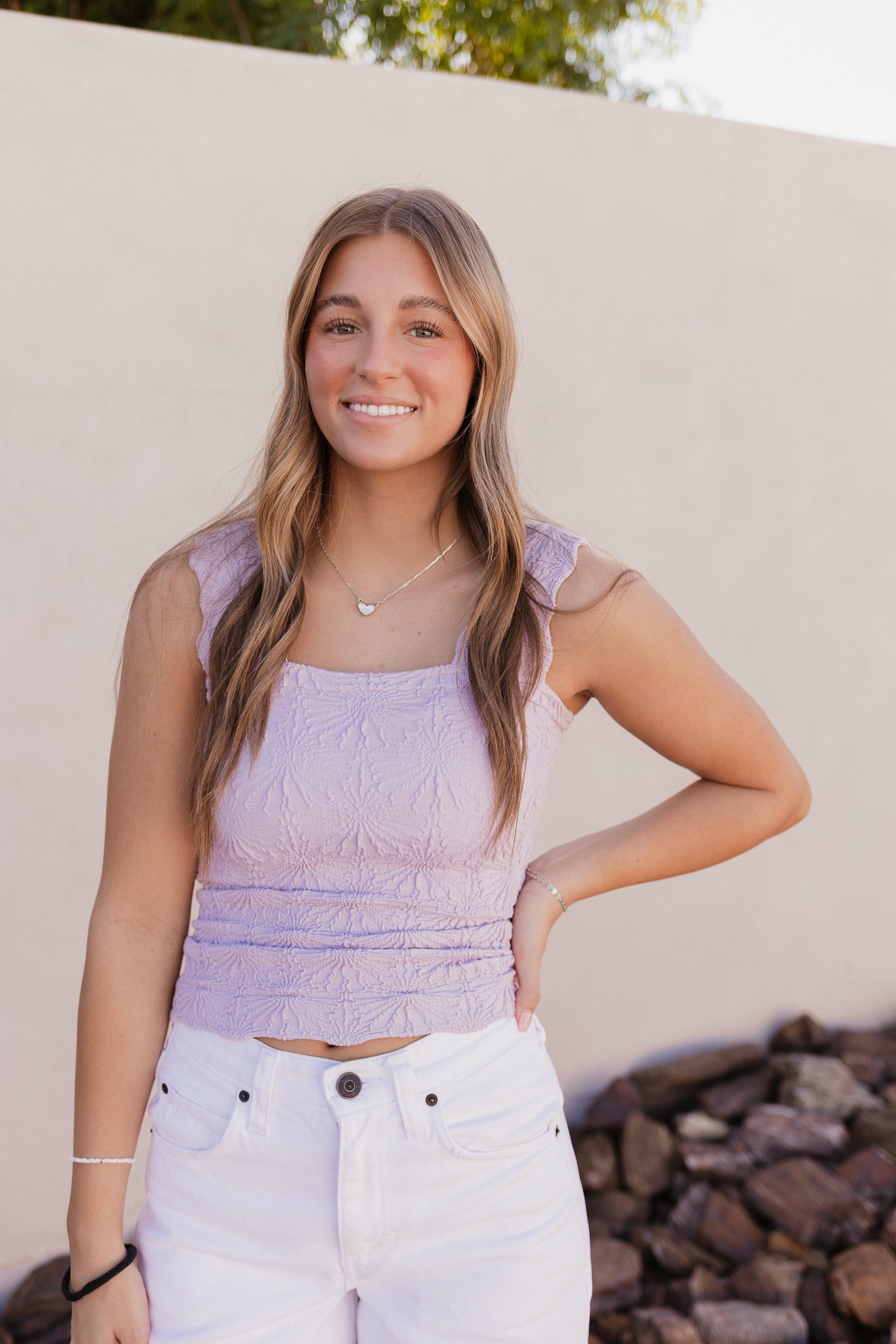 Floral Textured Knit Tank Top