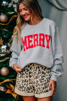 Merry Silver Knit Sweatshirt-Krush Kandy, Women's Online Fashion Boutique Located in Phoenix, Arizona (Scottsdale Area)