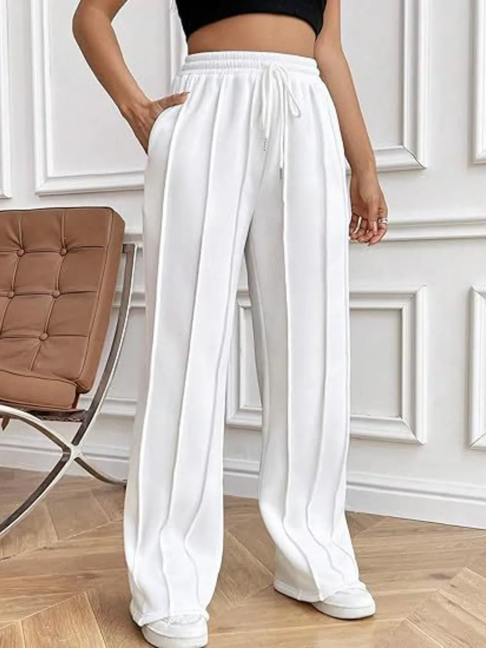 Drawstring Wide Leg Pants with Pockets-PANTS-Krush Kandy, Women's Online Fashion Boutique Located in Phoenix, Arizona (Scottsdale Area)