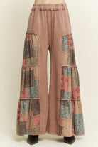 J.HER Mineral Washed Boho Patch Tiered Wide Pants-Pants-Krush Kandy, Women's Online Fashion Boutique Located in Phoenix, Arizona (Scottsdale Area)
