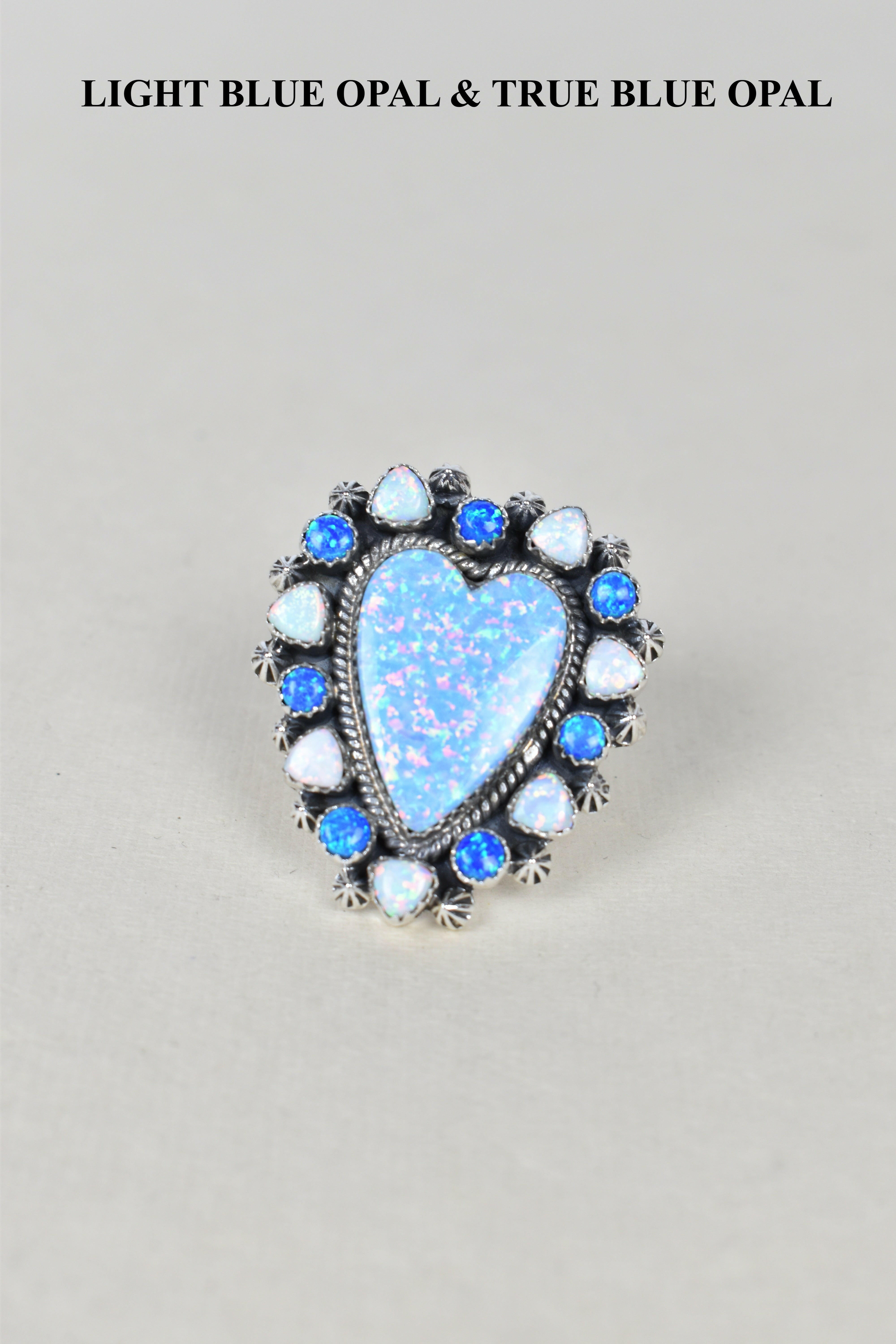Heart Cluster Sterling Silver & Opal Rings-Cluster Rings-Krush Kandy, Women's Online Fashion Boutique Located in Phoenix, Arizona (Scottsdale Area)