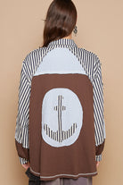 POL Balloon Sleeve Stripe Contrast Button Down Jacket-Jacket-Krush Kandy, Women's Online Fashion Boutique Located in Phoenix, Arizona (Scottsdale Area)