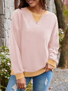 Lovelet Contrast Round Neck Long Sleeve Sweatshirt-Krush Kandy, Women's Online Fashion Boutique Located in Phoenix, Arizona (Scottsdale Area)