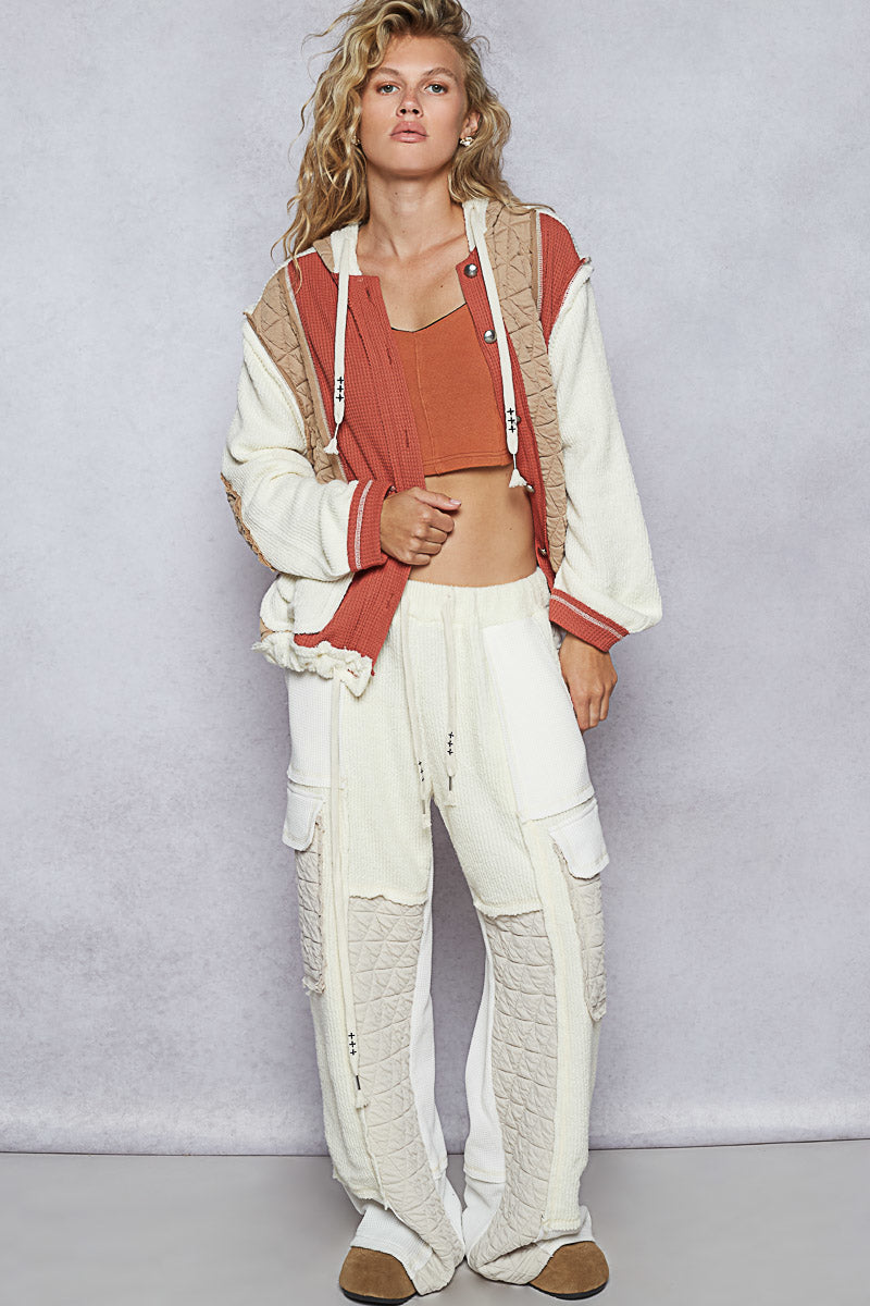 POL Quilted Patchwork Hoodie Jacket-Jackets-Krush Kandy, Women's Online Fashion Boutique Located in Phoenix, Arizona (Scottsdale Area)