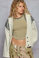 POL V-Neck Quilted Patch Cardigan Jacket-Cardigans-Krush Kandy, Women's Online Fashion Boutique Located in Phoenix, Arizona (Scottsdale Area)