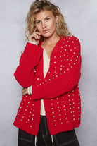 POL Pearl-Embellished Chenille Cardigan-Cardigans-Krush Kandy, Women's Online Fashion Boutique Located in Phoenix, Arizona (Scottsdale Area)