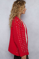 POL Pearl-Embellished Chenille Cardigan-Cardigans-Krush Kandy, Women's Online Fashion Boutique Located in Phoenix, Arizona (Scottsdale Area)
