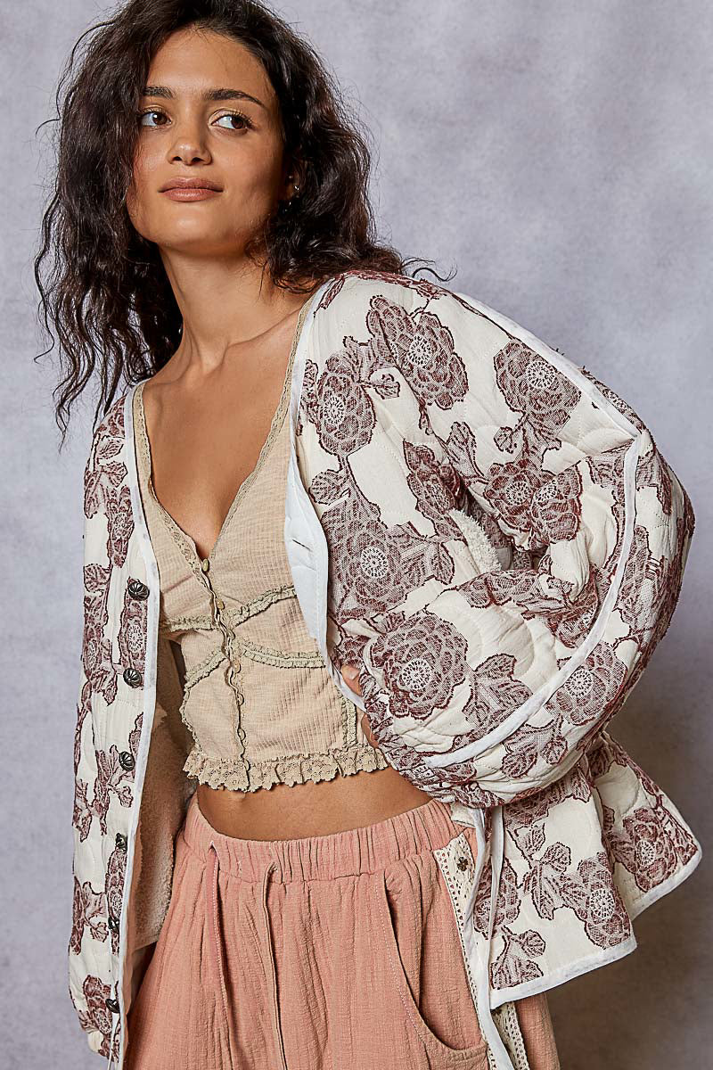 POL Floral Quilted Cotton Jacket-Jacket-Krush Kandy, Women's Online Fashion Boutique Located in Phoenix, Arizona (Scottsdale Area)