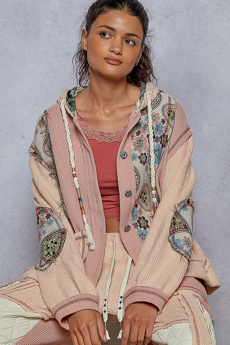 POL Balloon Sleeve Floral Thermal Jacket-Jacket-Krush Kandy, Women's Online Fashion Boutique Located in Phoenix, Arizona (Scottsdale Area)