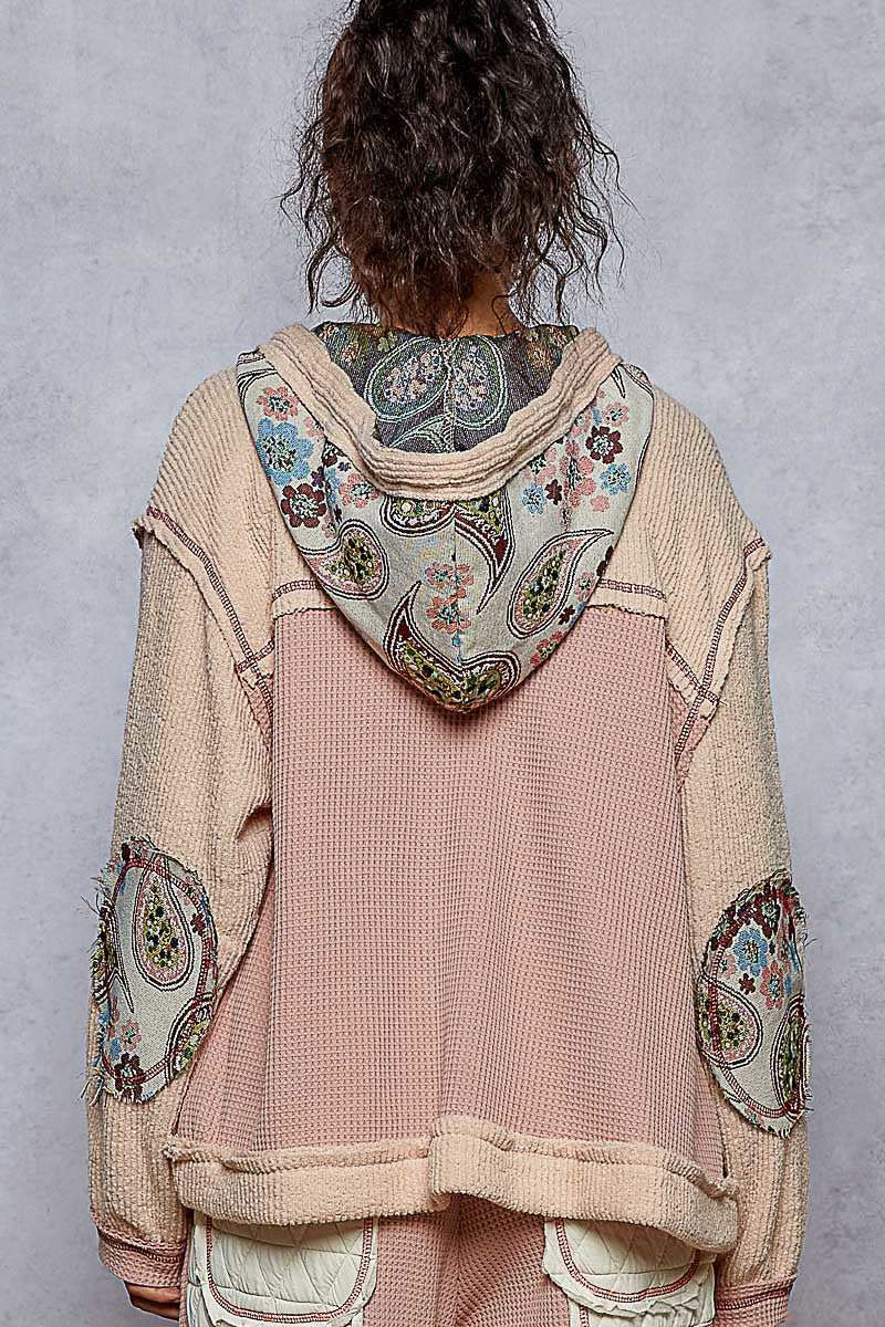 POL Boho Floral Patchwork Thermal Hoodie – Oversized Fit | Krush