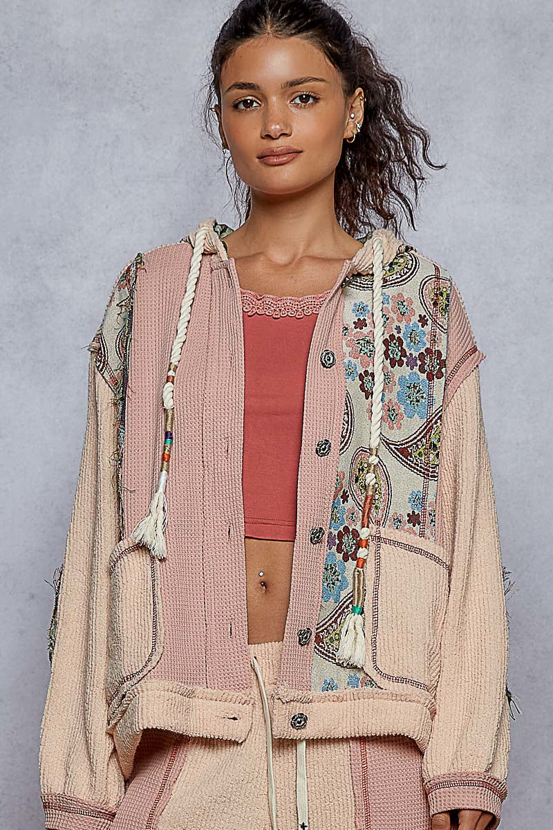 POL Balloon Sleeve Floral Thermal Jacket-Jacket-Krush Kandy, Women's Online Fashion Boutique Located in Phoenix, Arizona (Scottsdale Area)