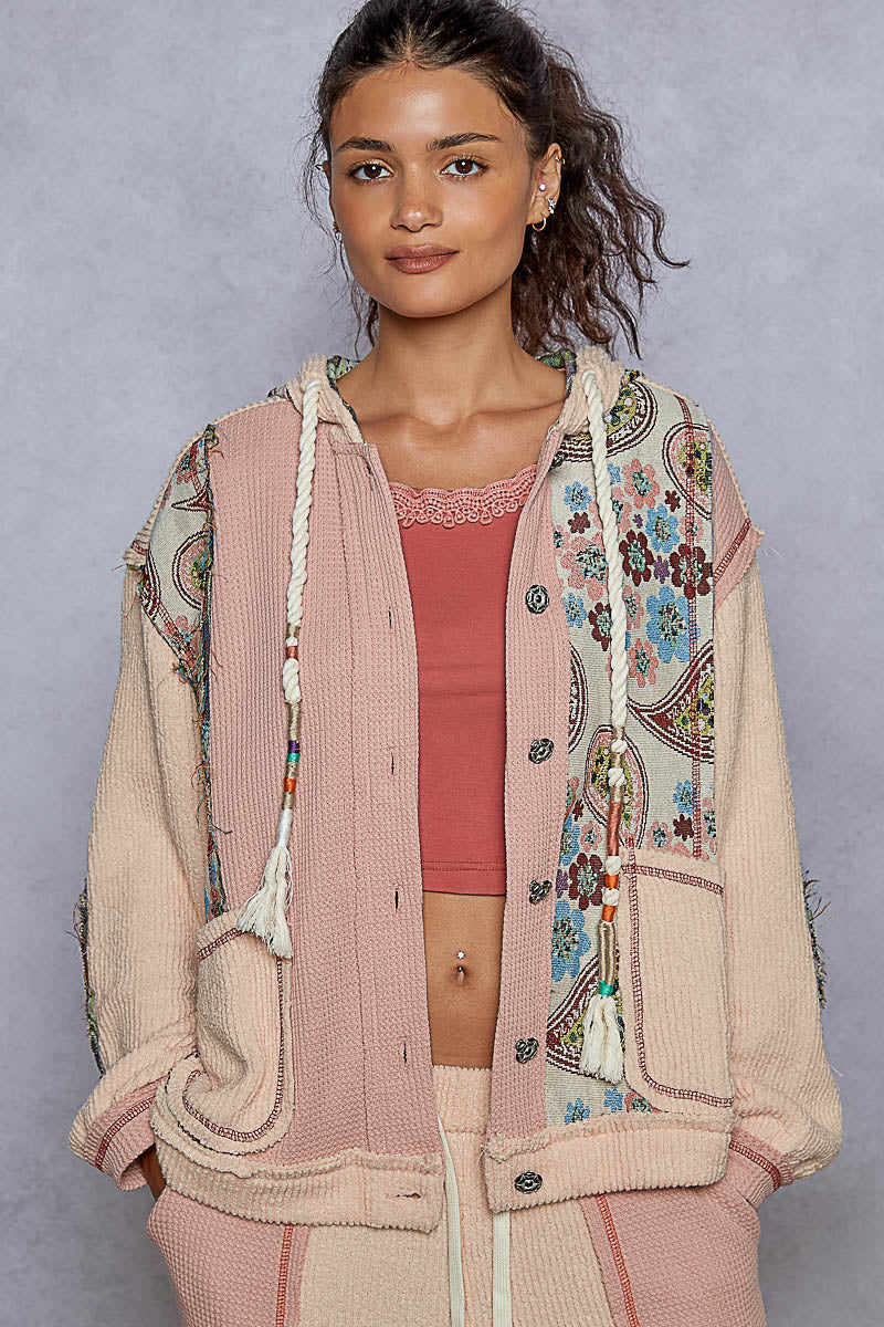 POL Boho Floral Patchwork Thermal Hoodie – Oversized Fit | Krush