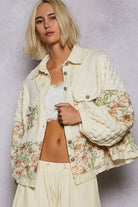 POL Balloon Sleeve Pearl Detail Floral A-Line Fit Jacket-Jacket-Krush Kandy, Women's Online Fashion Boutique Located in Phoenix, Arizona (Scottsdale Area)
