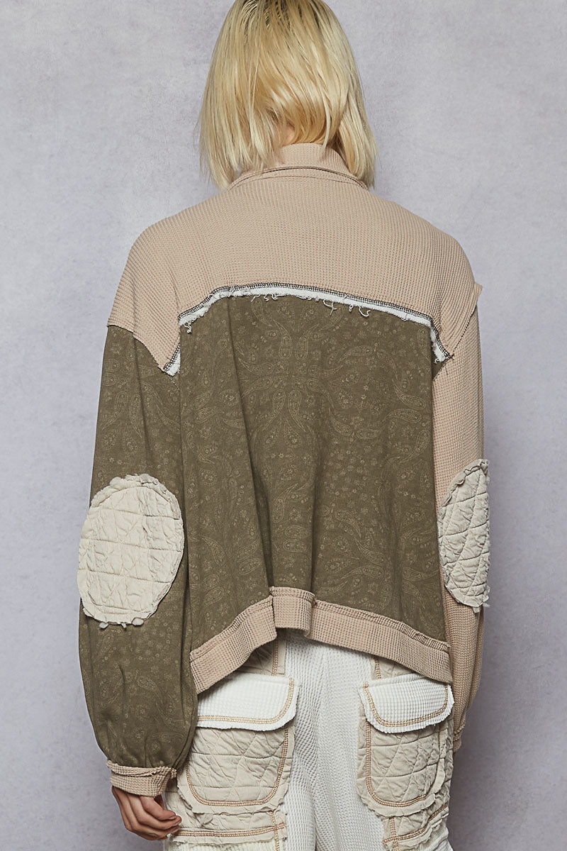 POL Floral Print Contrast Color Bloc k Quilted Jacket-Jacket-Krush Kandy, Women's Online Fashion Boutique Located in Phoenix, Arizona (Scottsdale Area)