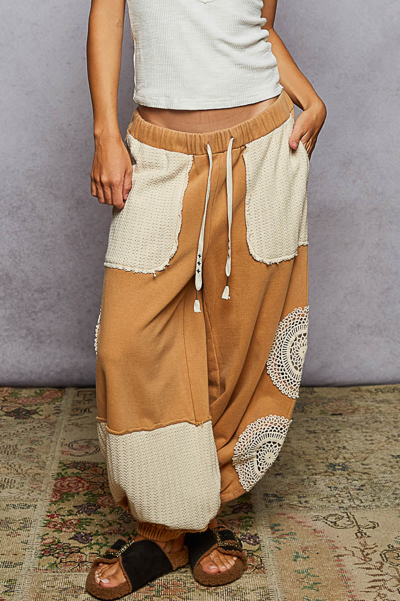 POL Boho Patchwork Crochet Pocket Pants-pants-Krush Kandy, Women's Online Fashion Boutique Located in Phoenix, Arizona (Scottsdale Area)
